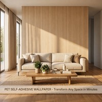 Autocollants muraux en PET en gros, écologiques, imperméables, texture gaufrée (marbre/bois), installation facile DIY, appartement moderne, usage commercial