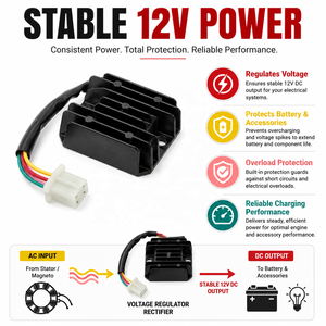 Nouveau régulateur redresseur de tension 12 V à 4 fils et 4 broches pour moto 150-250 CC, scooter Gy6 50 150 CC, cyclomoteur, VTT - Product Image 5