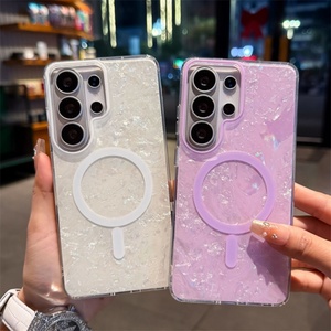 Funda Magnética con Diseño de Concha Dorada IMD y Purpurina para Samsung Galaxy S26 S25 Ultra S24 FE, Carga Inalámbrica, Protección Antigolpes - Product Image 3