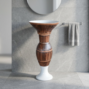 Ensemble de lavabo sur pied en céramique monobloc moderne pour salle de bain, villa, hôtel, centre commercial, usine, vente en gros - Product Image 3