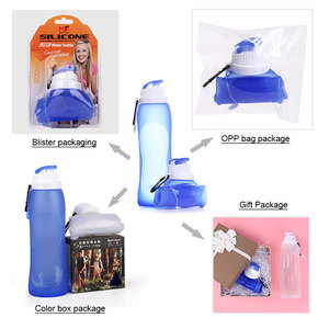 Botella de agua plegable de silicona de 320ml, 500ml, 750ml, botella deportiva portátil reutilizable con tapa para uso en exteriores - Product Image 4