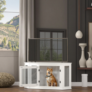 Jaula de madera para mascotas de alta gama, perrera para perros, estilo de muebles para interiores, cojín transpirable, esquina, <span class=keywords><strong>caseta</strong></span> de <span class=keywords><strong>perro</strong></span> con estampado de animales de Metal - Product Image 3
