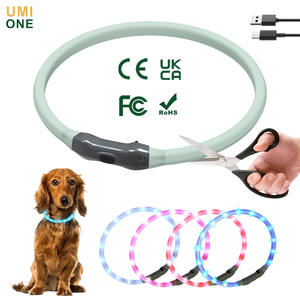 Kalung anjing LED silikon dapat diatur khusus lampu LED bercahaya aman malam hewan peliharaan kerah anjing - Product Image 1