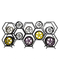 Présentoir de sol modulaire en métal à grille hexagonale pour accessoires automobiles, personnalisable, écologique, autoportant
