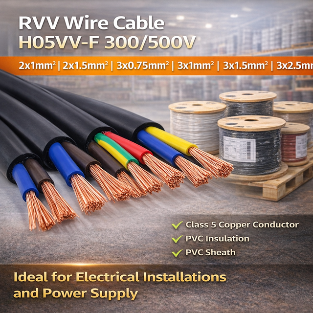 H05VV-F RVV Flexible Cable 300/500V Copper PVC Cable 2x1.5 3x1.5 3x2.5 3x4 3x6mm2 Electrical Power Cable