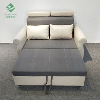 Vintage Leder 2 Sitz rot und weiß Couch Bett mit Schlaf bett verlängern konvertieren