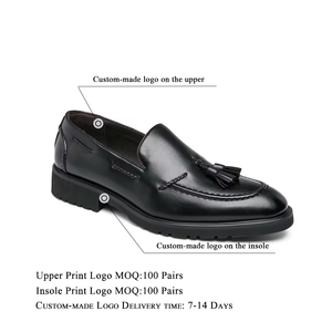 Mocassins en cuir noirs pour homme, style décontracté et professionnel, à enfiler, semelle Oxford, vente en gros - Product Image 5