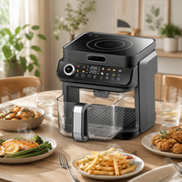 Friteuse à air 2-en-1 8QT 1500W, contrôle numérique, 12 préréglages, design carré, fenêtre de visualisation en verre, panier antiadhésif en PTFE, économe en énergie