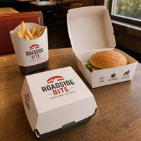 Emballage alimentaire personnalisé pour hamburgers, poulet frit, frites, boîte en papier à emporter, conteneur jetable, fabricant de marques privées
