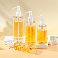 Bouteille d'huile démaquillante PETG 150/200ml bouteille de presse de lotion à paroi épaisse bouteille d'essence à pompe transparente