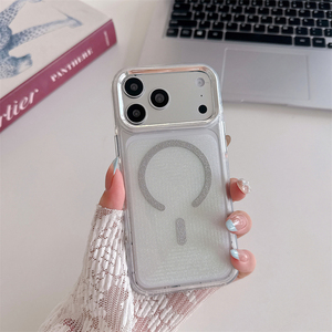 เคสแม่เหล็กแบบมีกลิตเตอร์หนาพิเศษพร้อมกรอบเลนส์เคลือบไฟฟ้าสำหรับ iPhone 16 15 14 Pro Max, เคสสีขาวสำหรับ iPhone 17 Pro - Product Image 1
