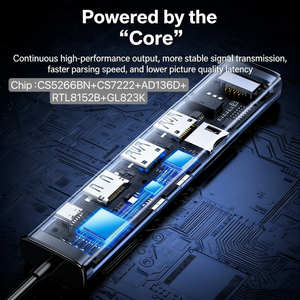 Hub <span class=keywords><strong>USB</strong></span> de <span class=keywords><strong>10</strong></span> Puertos con Base Multipuerto <span class=keywords><strong>USB</strong></span> 3.0 Tipo-C para Conector de Audio de 2.0 y 3.5 mm, Sin Necesidad de Enchufe, Aleación de Aluminio, en Stock - Product Image 3