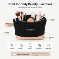 Sac cosmétique personnalisé en toile avec fond en cuir PU et fermeture éclair métallique pour sac de luxe et emballage cadeau beauté