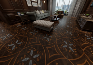 Carreaux de sol en porcelaine antidérapants modernes de 10mm d'épaisseur en grain de bois de noyer noir de haute qualité pour chambre salon utilisation intérieure - Product Image 3