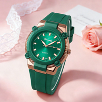 Jam Tangan Wanita Silikon Modis Grosir Murah W163, Desain Sederhana dan Elegan, Serbaguna untuk Sehari-hari, Jam Quartz