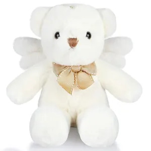 A340 Angel Bear Plush Stuffed Animal Wings White Teddy Bear Dolls Boys Girls Birthday Gift Ribbon Bow Cupid Angel Plush Toy