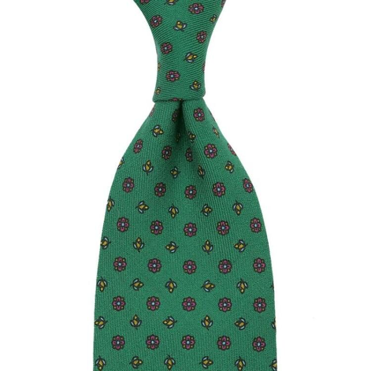 wholesale fashion custom printed green polyester tie for men