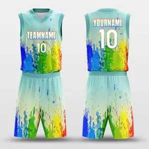 Custom Design Breathable Quickly Dry Reversible Men Artist Yellow and Blue Green Basketball Clothing Jerseys Kit