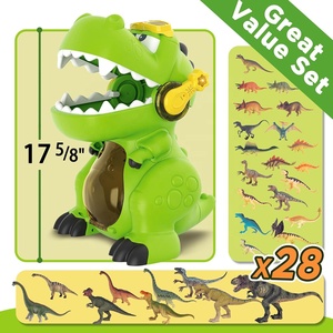 <span class=keywords><strong>Juguetes</strong></span> de dinosaurios para niños, caja de almacenamiento T-Rex grande, 28 Uds., figuras de dinosaurios realistas, juguete de decoración de recuerdo de fiesta de dinosaurio con luz y música - Product Image 6