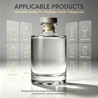 Bouteille à spiritueux ronde transparente polie gravée, écologique, 500 ml, logo personnalisé disponible