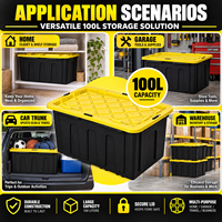 Boîte de rangement en gros de 100 L avec couvercle, série XL classique, conteneur en plastique PP robuste pour entrepôt et garage