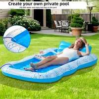 Matelas à eau gonflable personnalisé en PVC chaise longue bateau flottant grande plage bain de soleil salon d'eau flottant avec support à boissons
