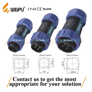 Hoge Kosten-Prestaties Weipu IP67 5A Ac/Dc Nylon66 Waterdichte Kabel 2 3 4 5 7 9 Pin vrouwelijke Connector