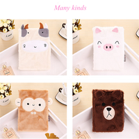 Carnet de notes scolaire de luxe avec couverture en tissu pelucheux écologique et mignon motif animal