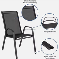 Usine certifiée JSL BSCI propose un ensemble de chaises de patio empilables de couleur OEM pour l'extérieur, collection extérieure, noir, pour jardin/extérieur