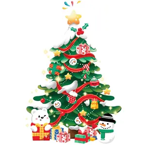 Christmas Windows Static Stickers Clings Santa Claus Christmas Tree Snowman Snowflake Deer Mural Showcase Sticker Decoration