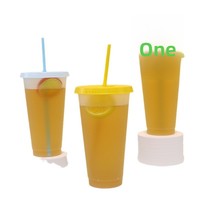 Gobelet en plastique PP écologique de 710 ml, transparent avec finition givrée, grande capacité, avec couvercles et pailles