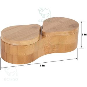 Chine Fournisseur Boîte De Stockage D'épices 2 Département Poivre Sel Boîte En Bois Couvercle Magnétique Boîte De Sel En Bois - Product Image 6