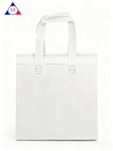 Sac isotherme personnalisable et recyclable en coton perlé non tissé, avec poignée longue, pour lait, sandwichs et pain - Product Image 4