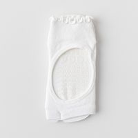 Chaussettes antidérapantes en coton respirant à bout ouvert et à volants tricotés sur mesure de haute qualité pour adolescentes et femmes, idéales pour le yoga