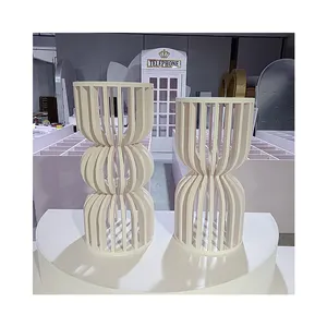 Pedestal cilíndrico redondo de acrílico blanco para decoración de bodas para decoraciones de eventos