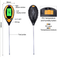 Testeur d'instruments d'arpentage numérique du sol 4 en 1 testeur de PH luminomètre détecteur de température et d'humidité