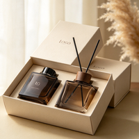 Bouteille diffuseur de parfum en verre noir carré de 50/100/150/200 ml avec bouchon en bois, conteneur vide pour diffuseur d'arômes d'intérieur