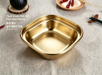 Plateau rectangulaire à compartiments en acier inoxydable poli de qualité alimentaire, design coréen, durable, compatible lave-vaisselle, idéal pour les fêtes