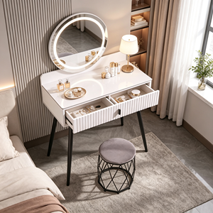 Modern Makeup <b>Vanity</b> With Lighted Mirror Storage Drawers Bedroom Dressing <b>Table</b> With Stool - Product Image 4