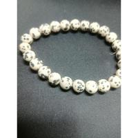 Nouveauté - Pierre précieuse naturelle de qualité supérieure - Pierre de Dalmatien naturelle - Bijoux unisexes - Perles de pierre naturelle - Perles de cristal réelles pour bracelet