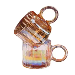 Big Ear Glass High Boro silicate Glas Milch Kaffeetassen mit Ring griff