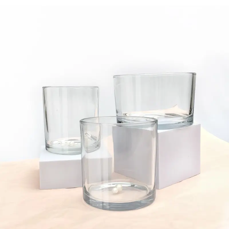 Tarro de vela de vidrio transparente con tapa de madera y tapa de metal se puede utilizar para la fabricación de velas