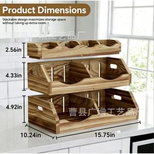 Wooden Storage Rack 3 Tier Kitchen Countertop Organizer For Fruits <b>Vegetables</b> Spices And Snacks - Product Image 4