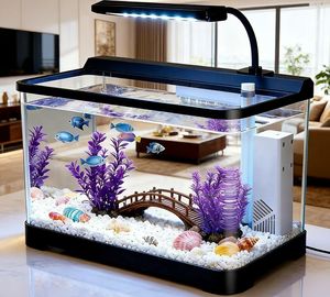 Nuevo Acuario Rectangular para Interiores, Pecera Transparente para Sala de Estar, Escritorio o Balcón, Paisaje Ecológico, Acuario de Plástico para Peces Dorados - Product Image 1