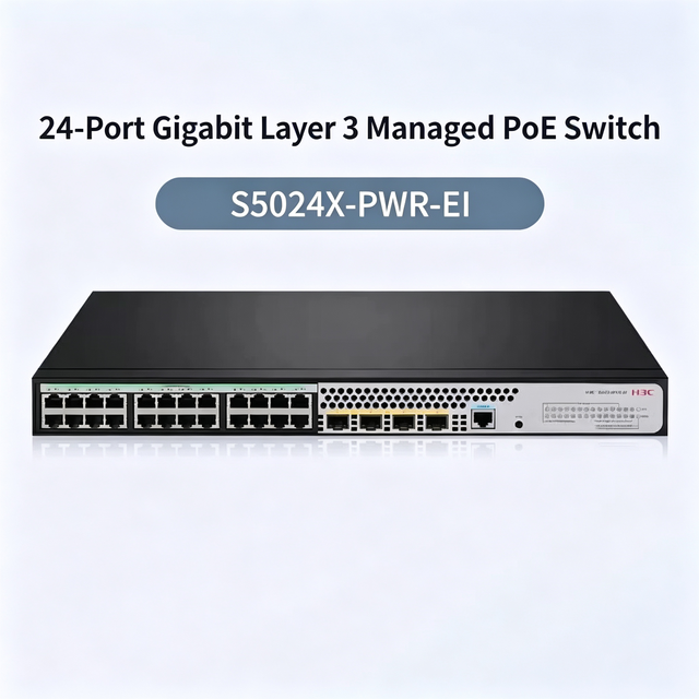 H3C S5024X-PWR-EI Gigabit Ethernet Switch 24-Port GE PoE+ 4*10GE SFP+ Uplink Layer 2 Enhanced Managed New Stock