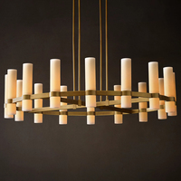Lustre LED de 36 pouces pour salon américain, grand lustre moderne rond en verre