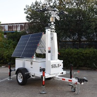 Tour d'éclairage solaire TPE-600LAH avec générateur de secours 2kW, mât télescopique 7m, 2 projecteurs LED 150W, 68000Lm, remorque, alimentation solaire