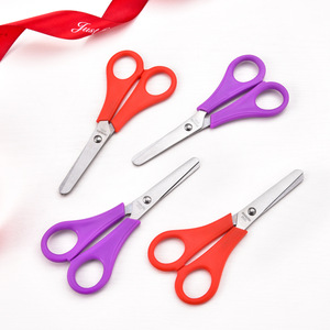 Stainless Steel Children Scissors 13cm <b>Red</b> Purple Straight Blade <b>Paper</b> Cutting Student Office Use - Product Image 1