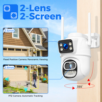Caméra de vidéosurveillance à dôme à double objectif Icsee App mini caméra de vidéosurveillance wifi extérieure connectée à un téléphone portable caméra de sécurité intelligente AI