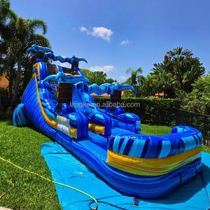 Château <span class=keywords><strong>gonflable</strong></span> géant d'extérieur de 26 pieds en bâche PVC commerciale, à usage humide/sec, thème tropical, pour adultes et enfants, avec toboggan aquatique <span class=keywords><strong>gonflable</strong></span> - Product Image 5